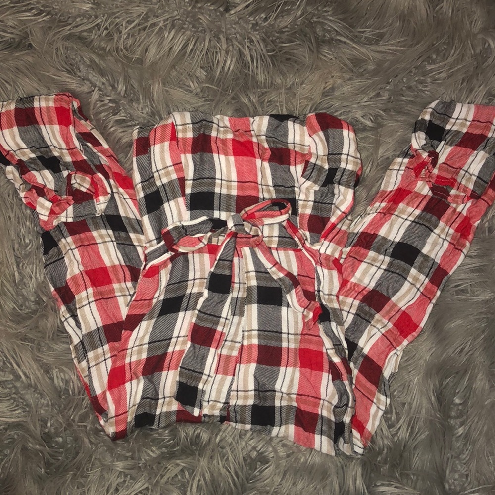 Fashion Nova Red Plaid Jumpsuit